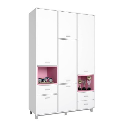 Шкаф трехсекционный Polini kids Mirum 2335, белый/розовый