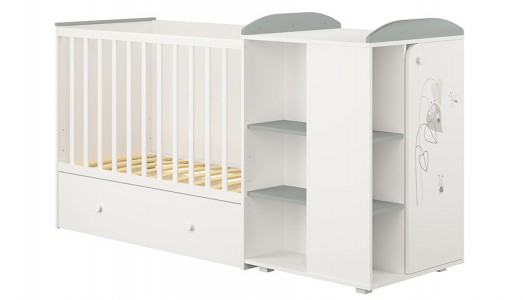 Кровать детская Polini kids French 900, Amis, с комодом, белый-серый