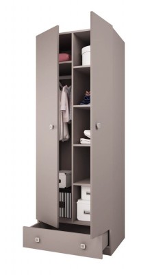 Шкаф двухсекционный Polini kids Simple с 1 ящиком, серый