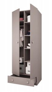 Шкаф двухсекционный Polini kids Simple с 1 ящиком, серый