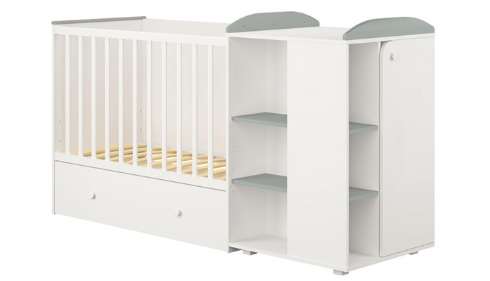 Кровать детская Polini kids Ameli 900, с комодом, белый-серый