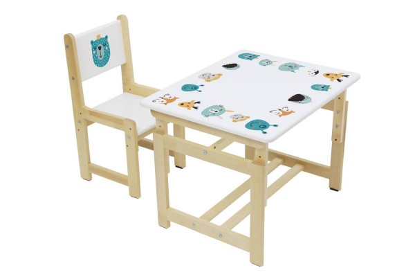 Комплект растущей детской мебели Polini kids Eco 400 SM Смайл, 68х55 см, белый-натуральный