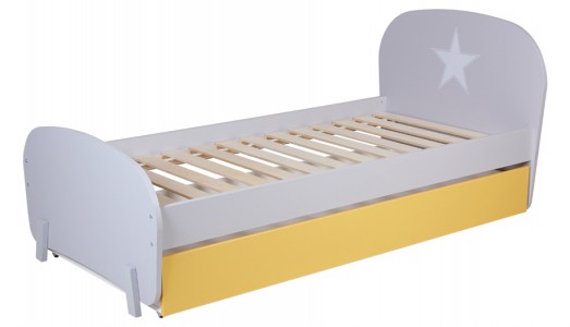 Кровать детская Polini kids Mirum 1915 c ящиком, серый / желтый