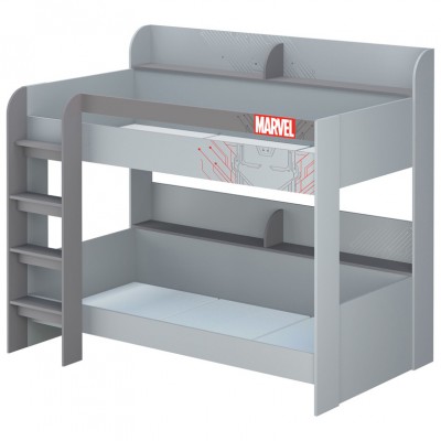 Кровать двухъярусная Polini kids Marvel  5005 Железный человек, серый